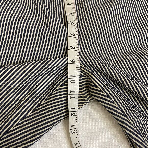 Ann Taylor Devin Fit Seersucker Pants Sz 8 Blue White cropped ankle womens - Picture 6 of 10